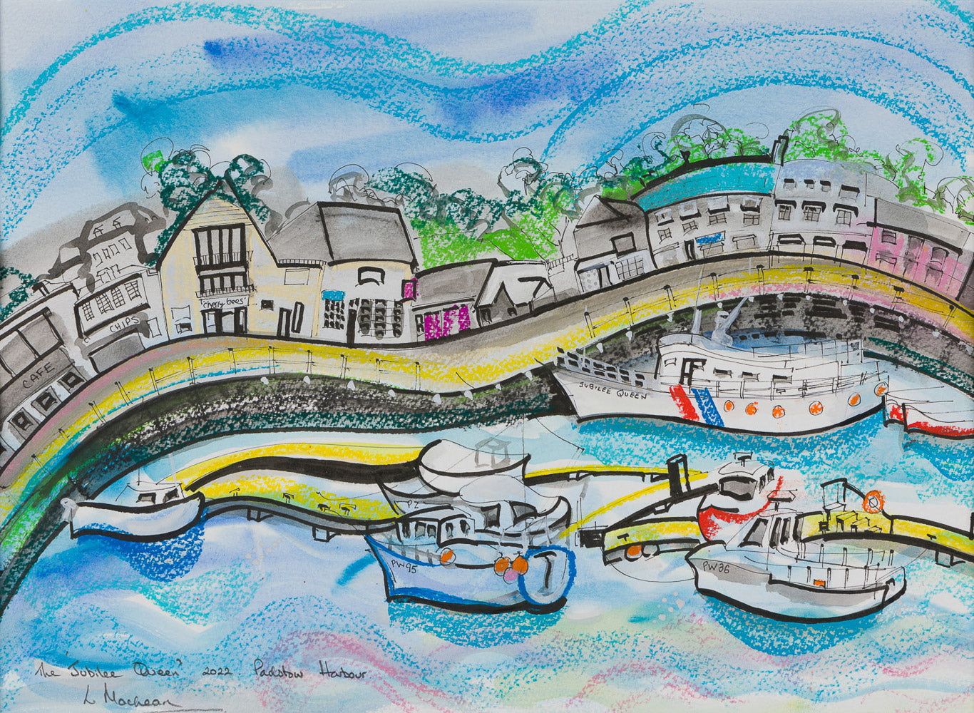 Jubilee Queen - Padstow Harbour Greetings Card