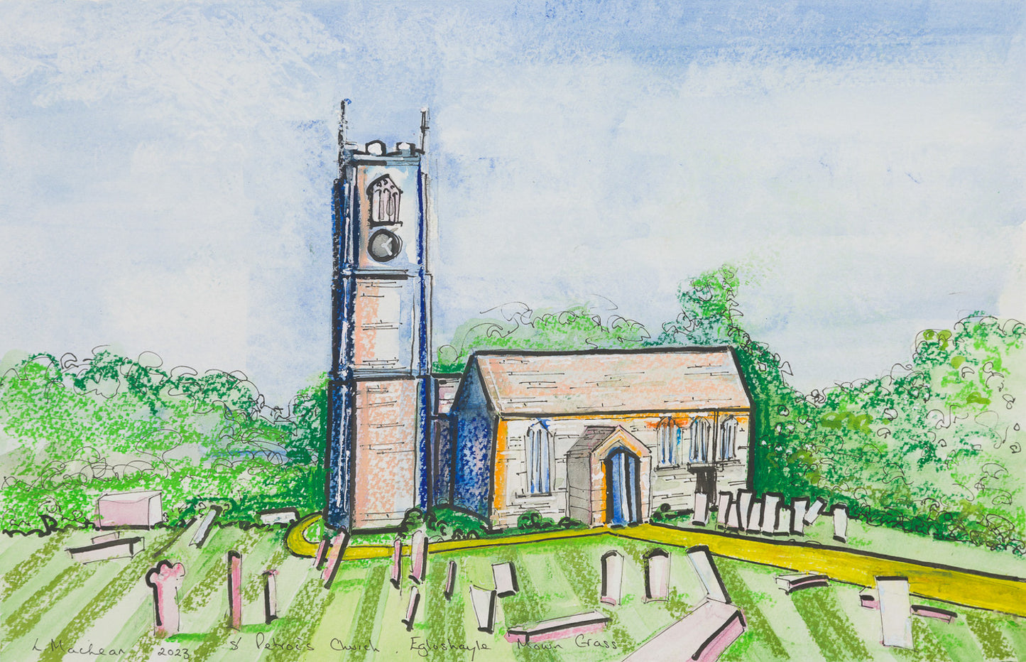 Egloshayle Church Mown Grass Print