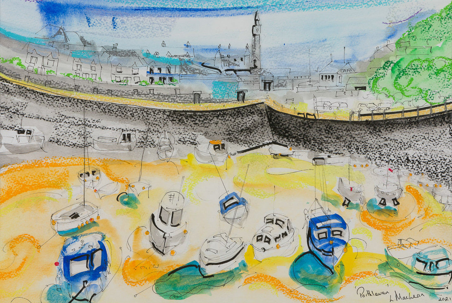 Porthleven Inner Harbour - Framed